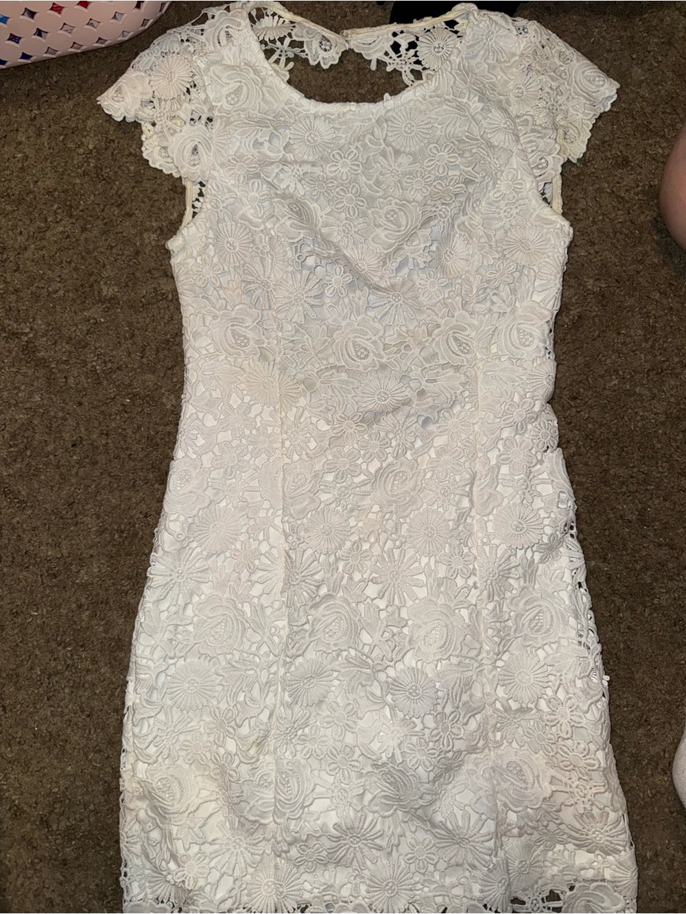 Lulu's White Lace Backless Mini Dress